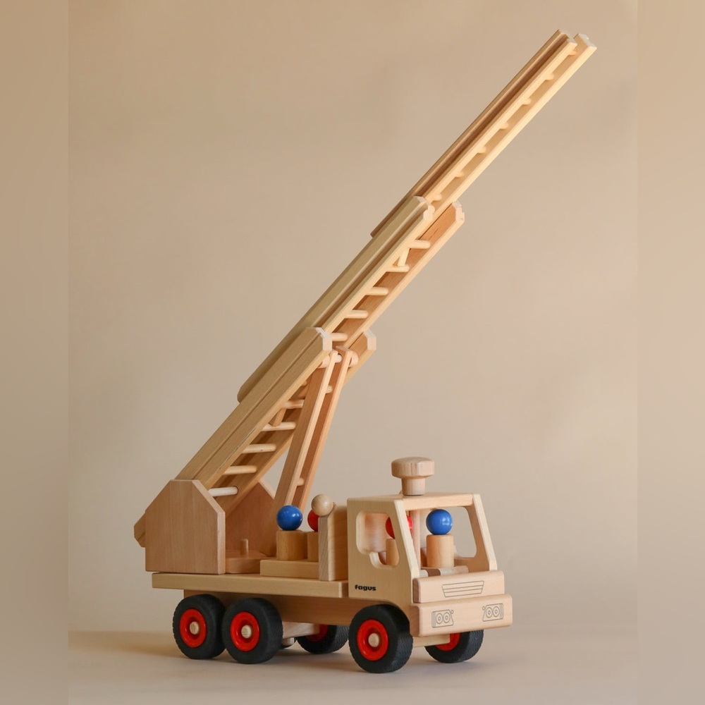 FAGUS made in Germany Wooden Fire Truck Toy with Ladder